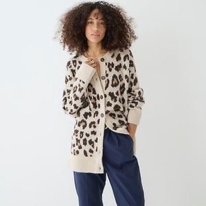 Super Cute Oversized JCrew Cardigan in Leopard Print - Size Small - NWT